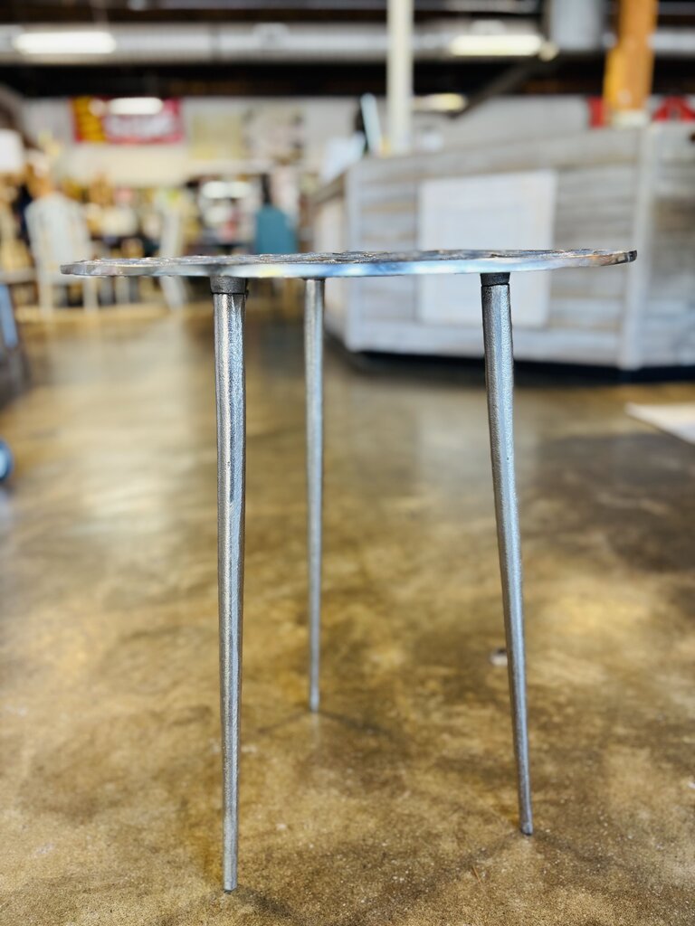 Round Metal Circle Dimple Accent Table 17.75"R 21.75"H