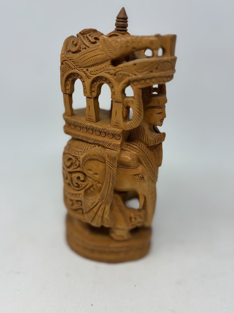 Hand Carved Wood Ambari Statue