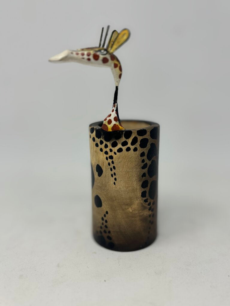 Wood Giraffe Cup/Vase