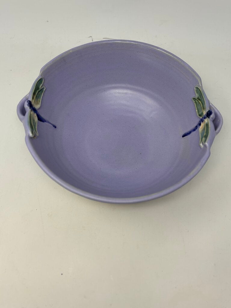 Dragonfly Signed Pottery Bowl