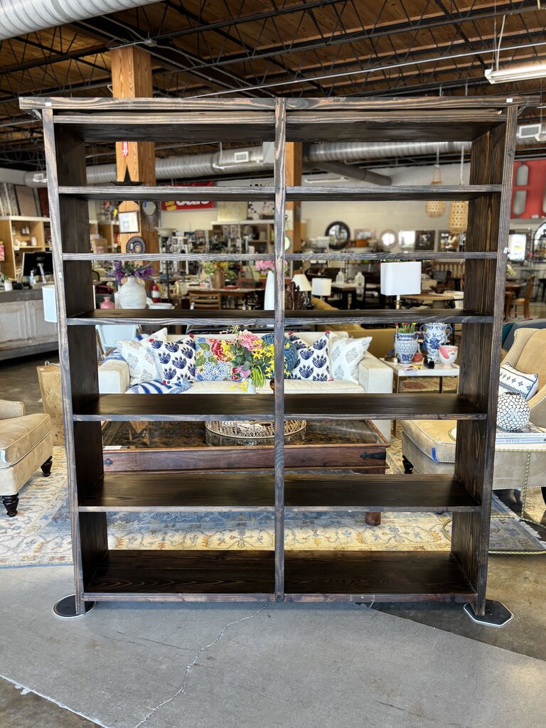 Large Wood Double Bookshelf 73 X 17 X 80