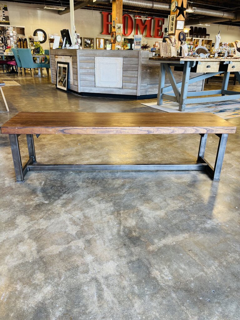 Bowling Alley Floor Wood Metal Bench 65.5 X 17.25 X 17.75
