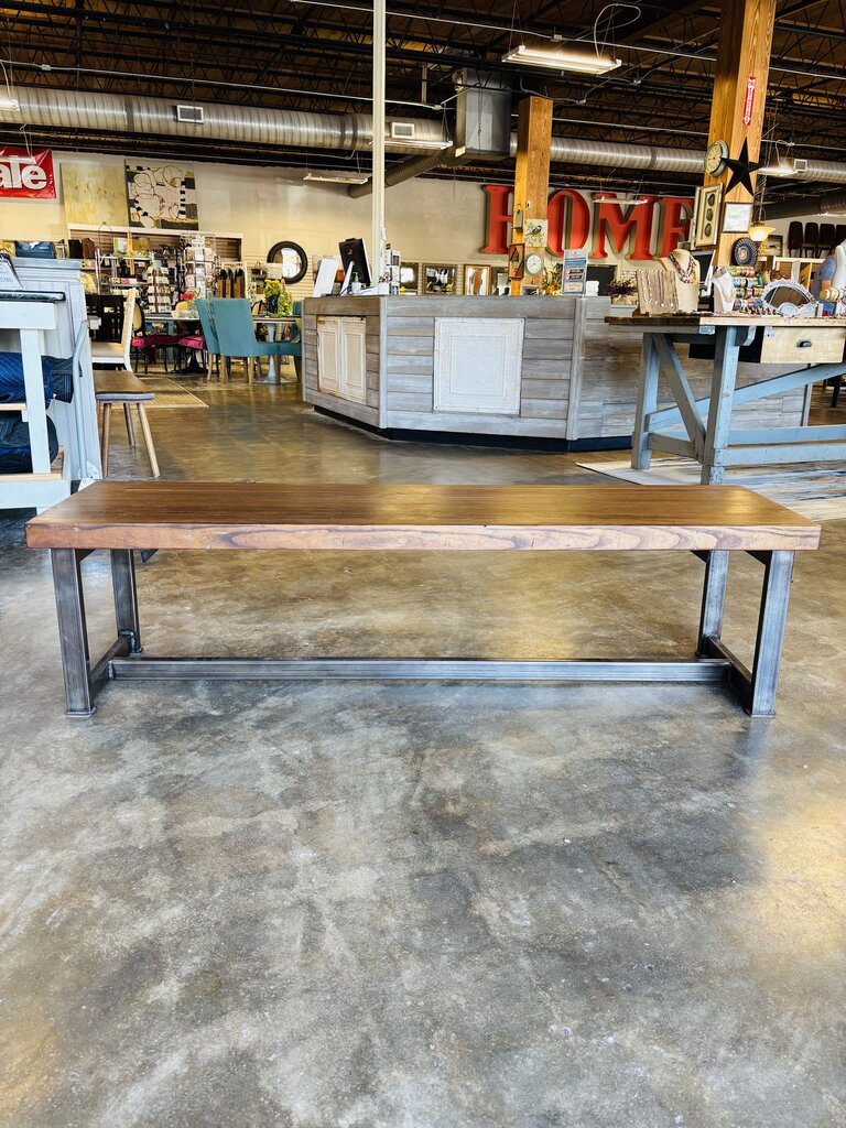 Bowling Alley Floor Wood Metal Bench 65.5 X 17.25 X 17.75