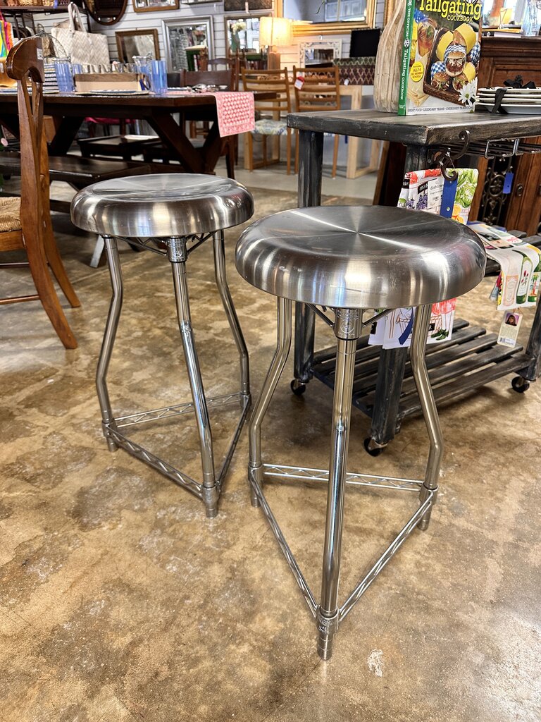 NON Swivel Metal Barstools Pair