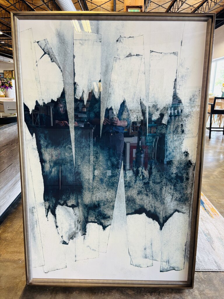 Framed Abstract Silver Mist Art 40 X 60.25