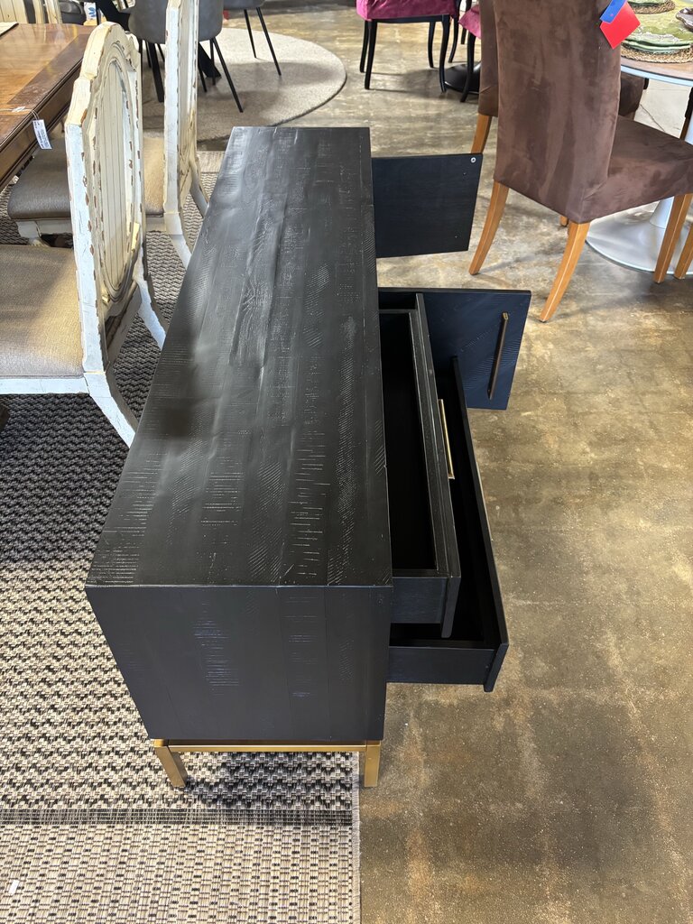 Wood/Metal 2 Door/2 Drawer Console 64.5 X 16 X 25.5