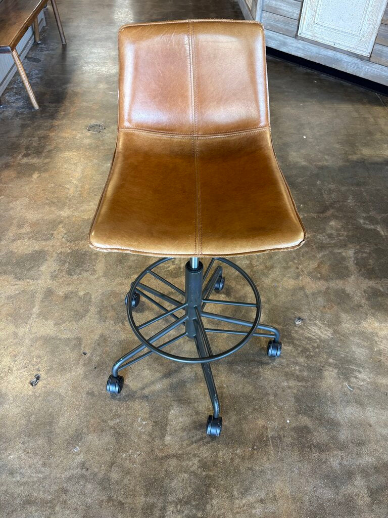 Rolling Slope Height Leather Adjustable Barstool