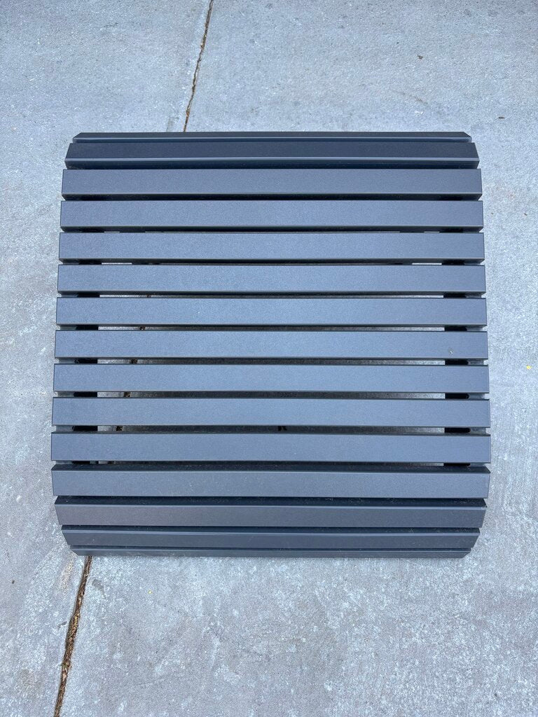Faux Wood Slat Ottoman