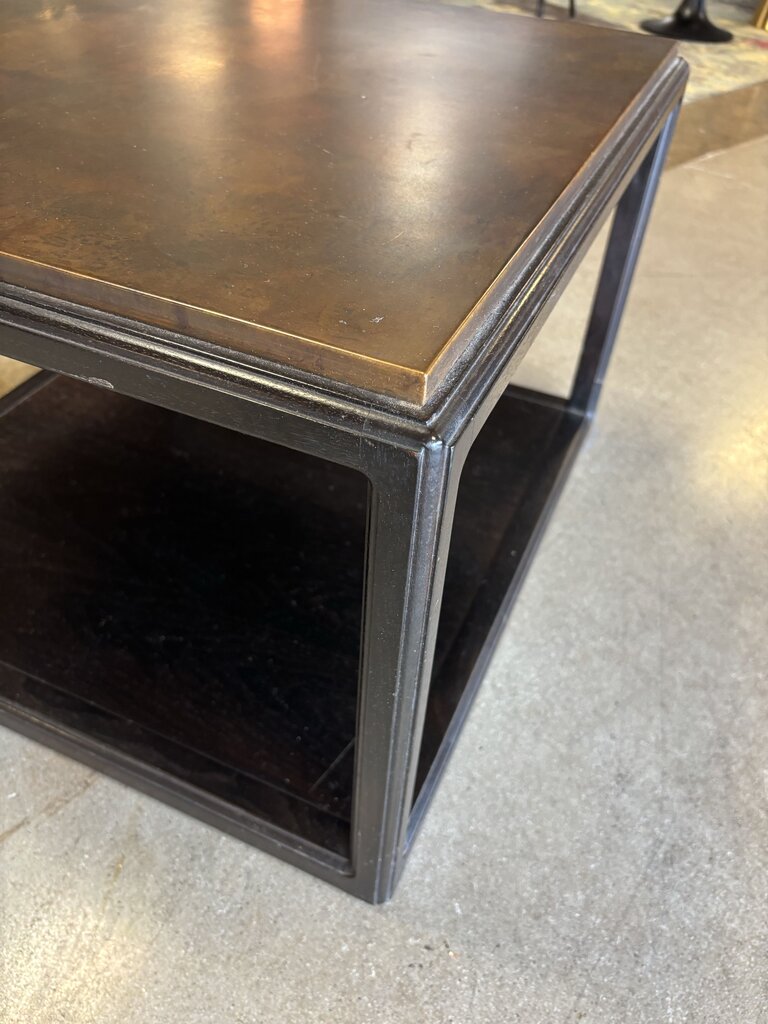 Copper Top Square Two Tiered Side Table 24 X 24 X 16.5