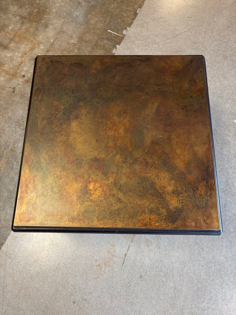 Copper Top Square Two Tiered Side Table 24 X 24 X 16.5