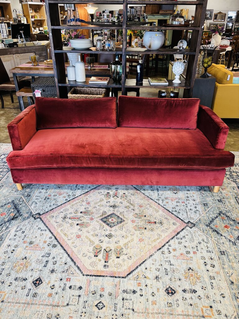 Round Back 84L Velvet Bench Sofa