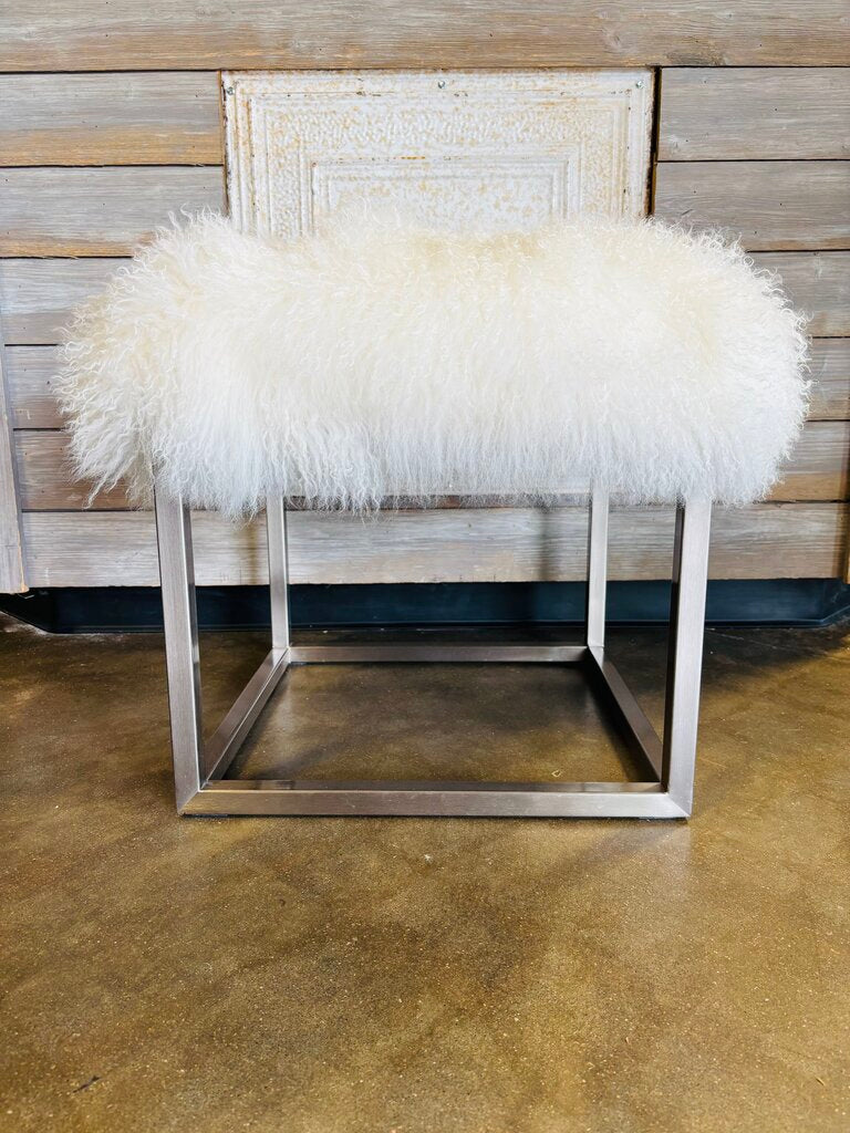 Mongolian Sheepskin Mitchell Gold Ottoman