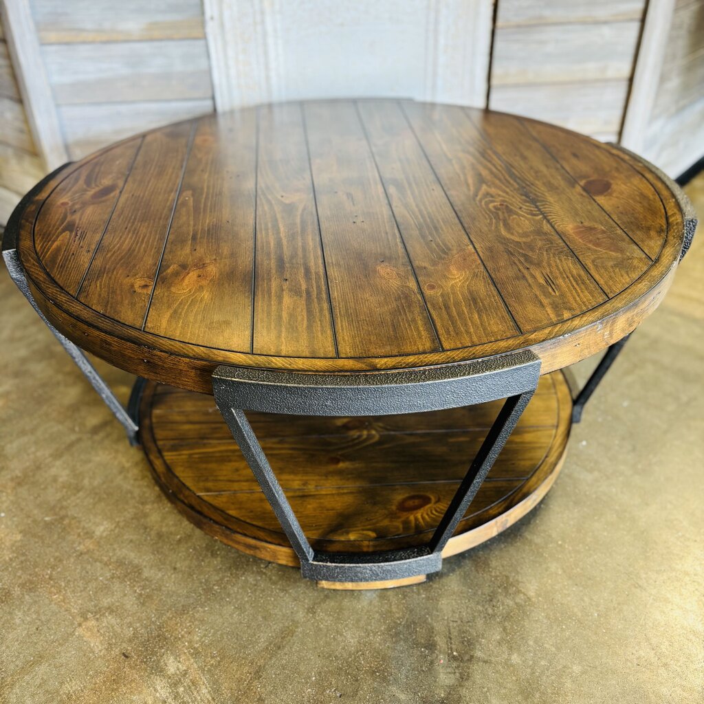 Wood & Metal Coffee Table 40 Dia x 19T