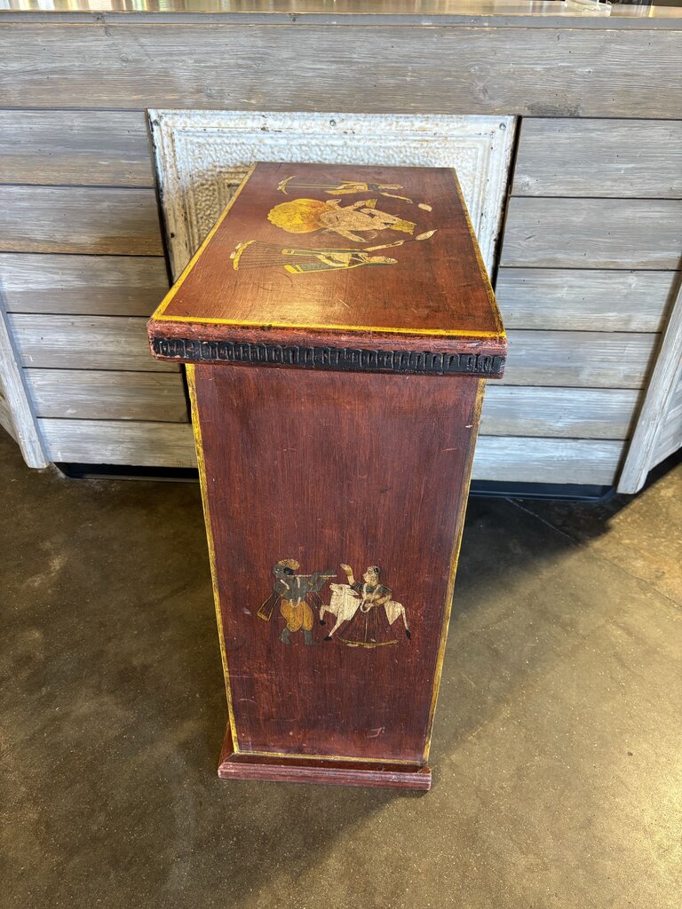 Hand Painted Indian 2 Door Wood Cabinet 25 X 13 X 30.25