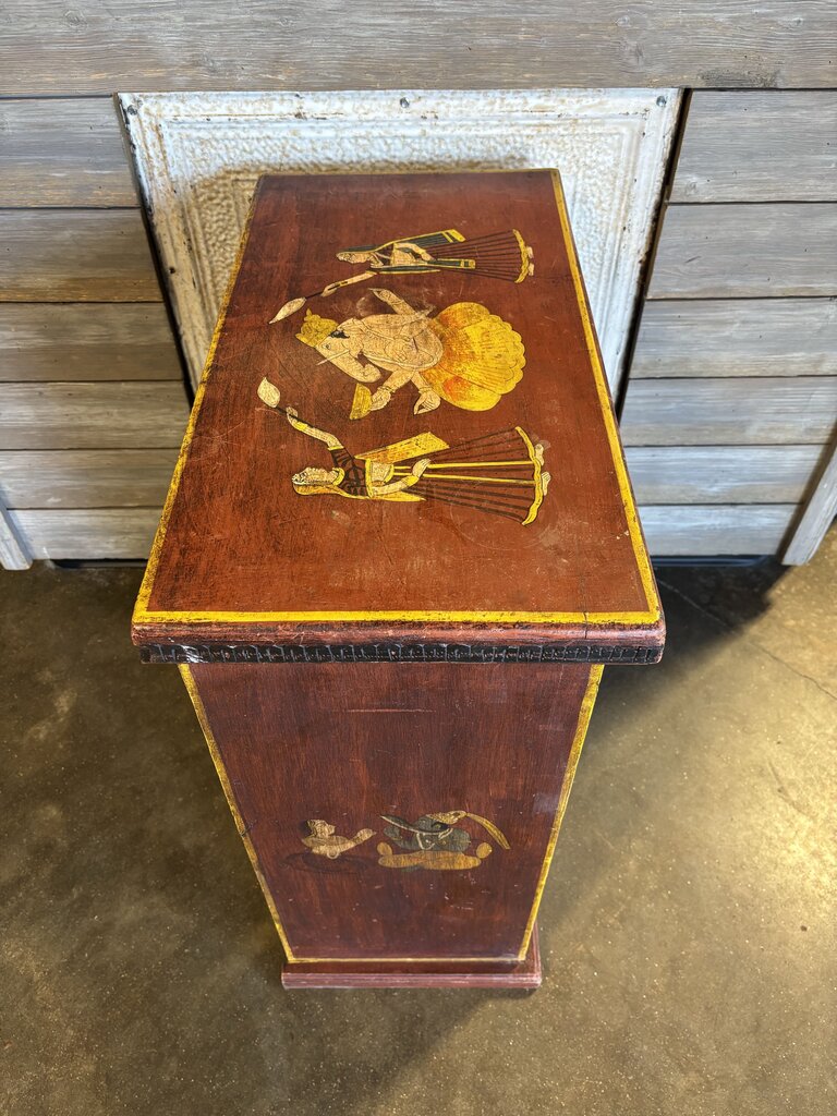 Hand Painted Indian 2 Door Wood Cabinet 25 X 13 X 30.25