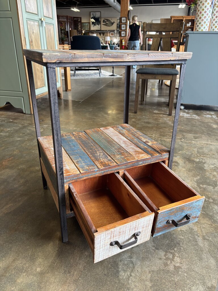 Reclaimed Wood Side Table 21 X 17.25 X 27.5