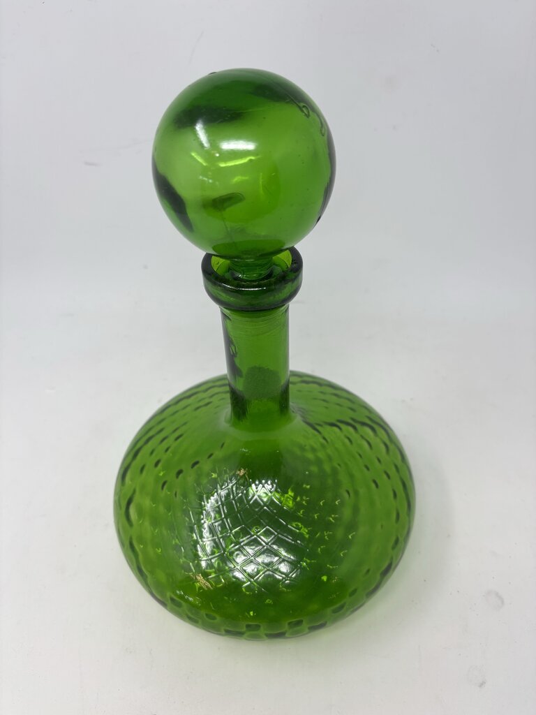 Vintage MCM "Genie" Diamond Swirl Glass Decanter