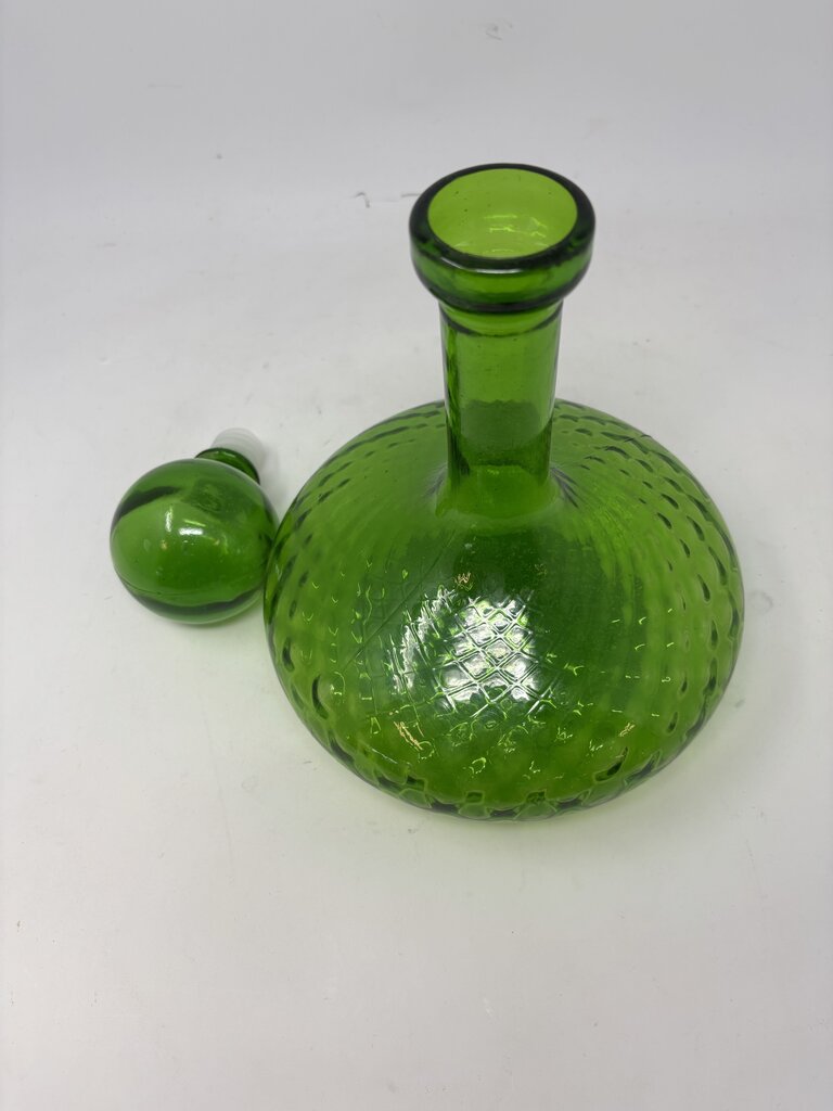 Vintage MCM "Genie" Diamond Swirl Glass Decanter