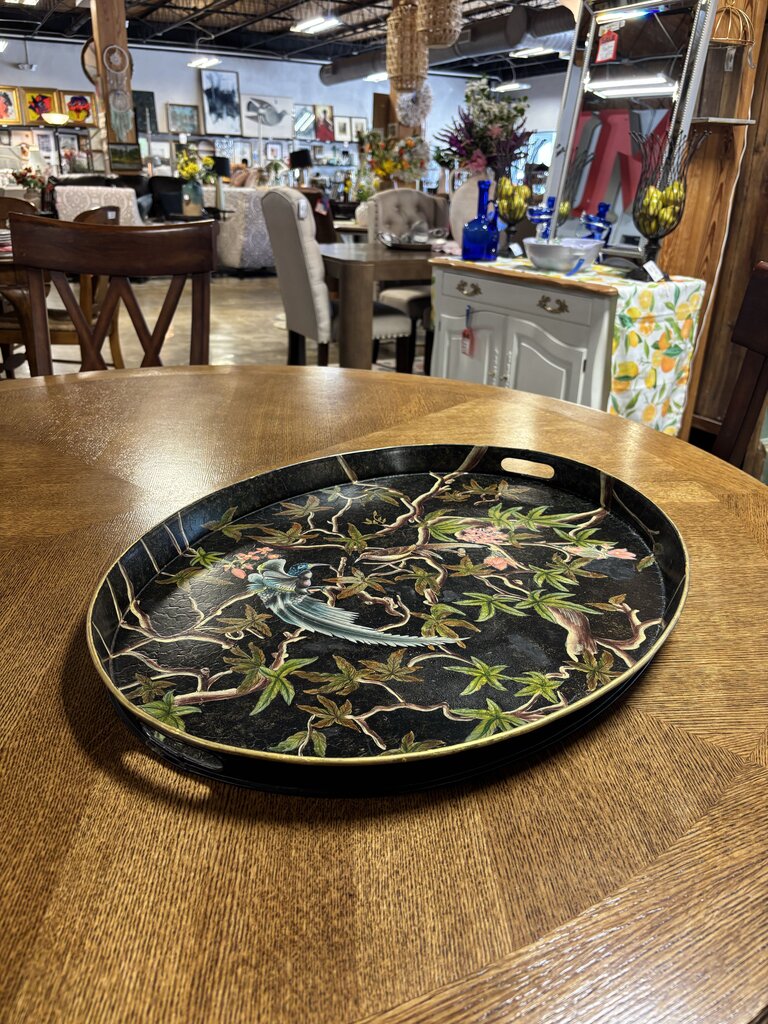 Vintage Style Metal Oval Bird Tray 25 X 19