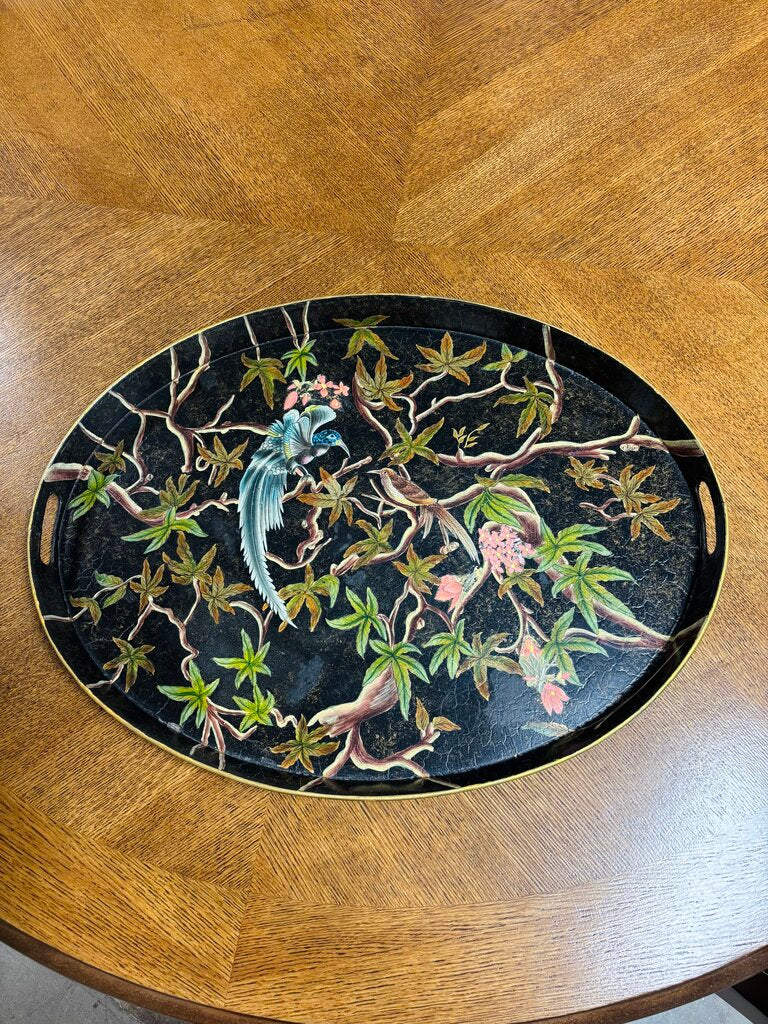 Vintage Style Metal Oval Bird Tray 25 X 19