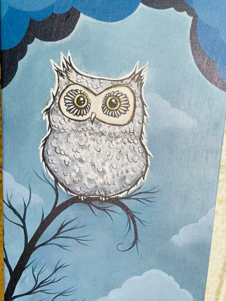 Owl And Goldfish Signed, Numbered 7.5 X 36.5