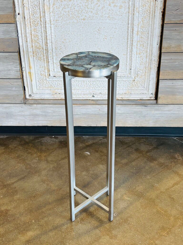 Round Metal/Quartz Drink Table 8.5 X 23