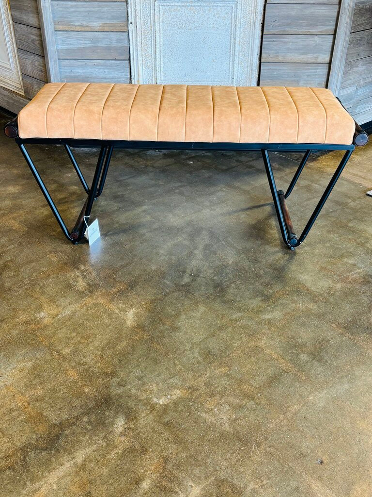 Uttermost Faux Suede Mid-Century Style Bench 47.75 X 15.5 X 19