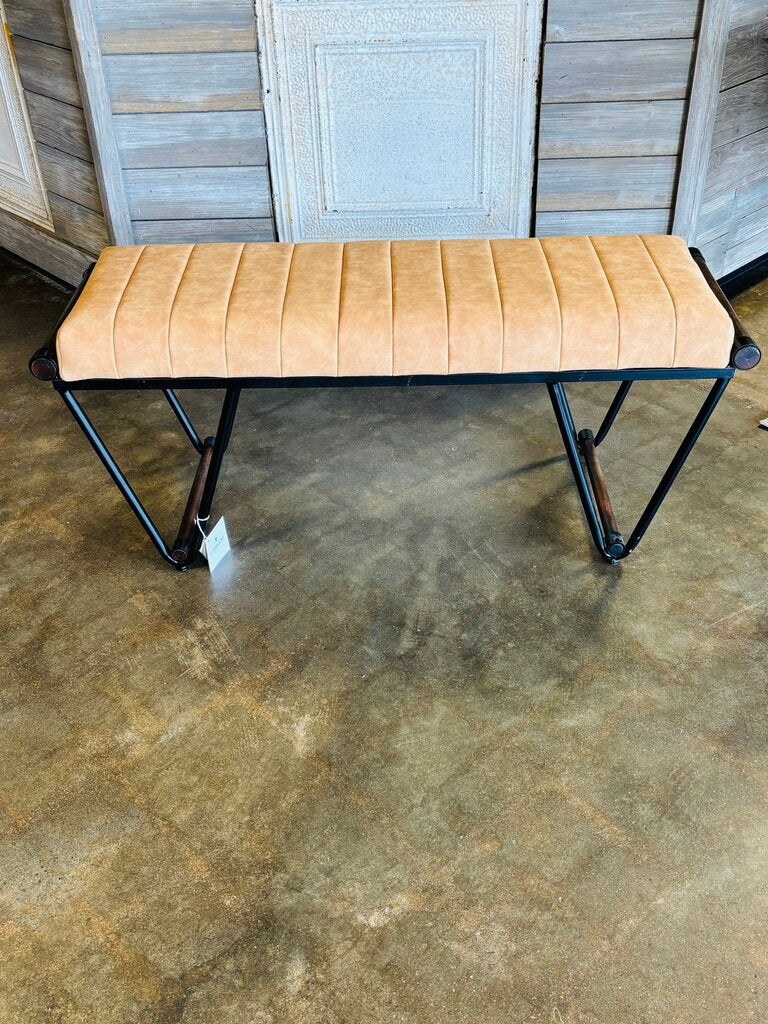 Uttermost Faux Suede Mid-Century Style Bench 47.75 X 15.5 X 19