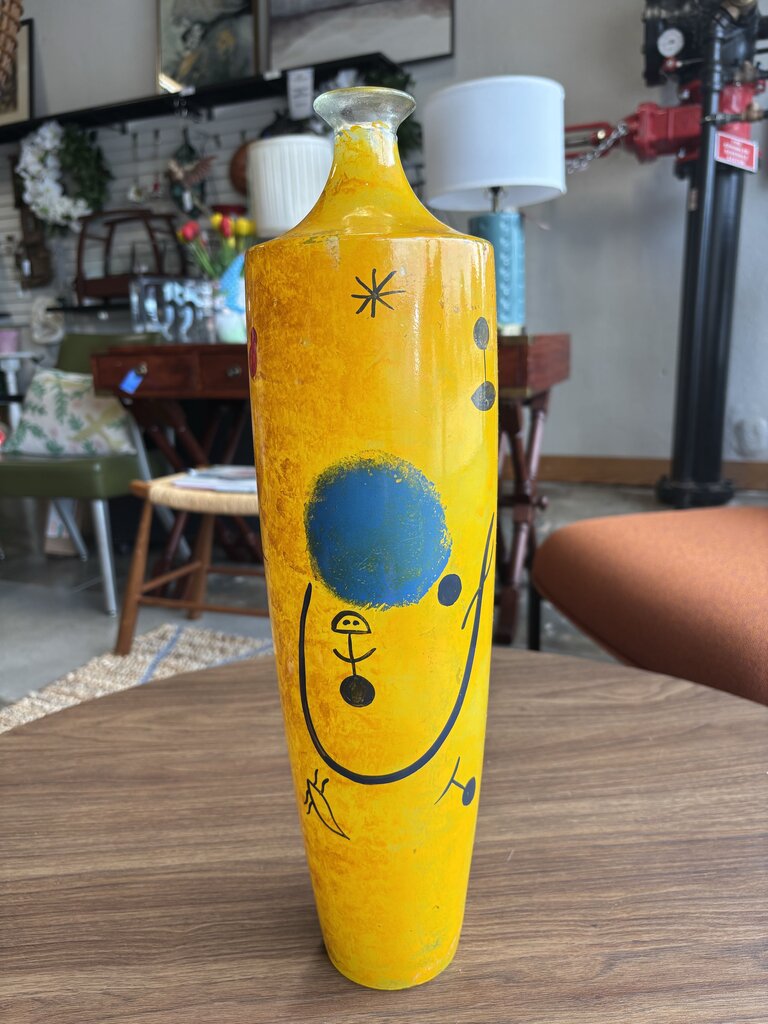 Glass Joan Miro Style Vase 17.5"H