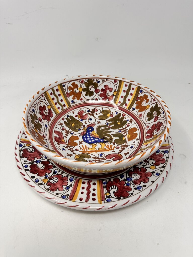 Hen Serving Bowl and Plate