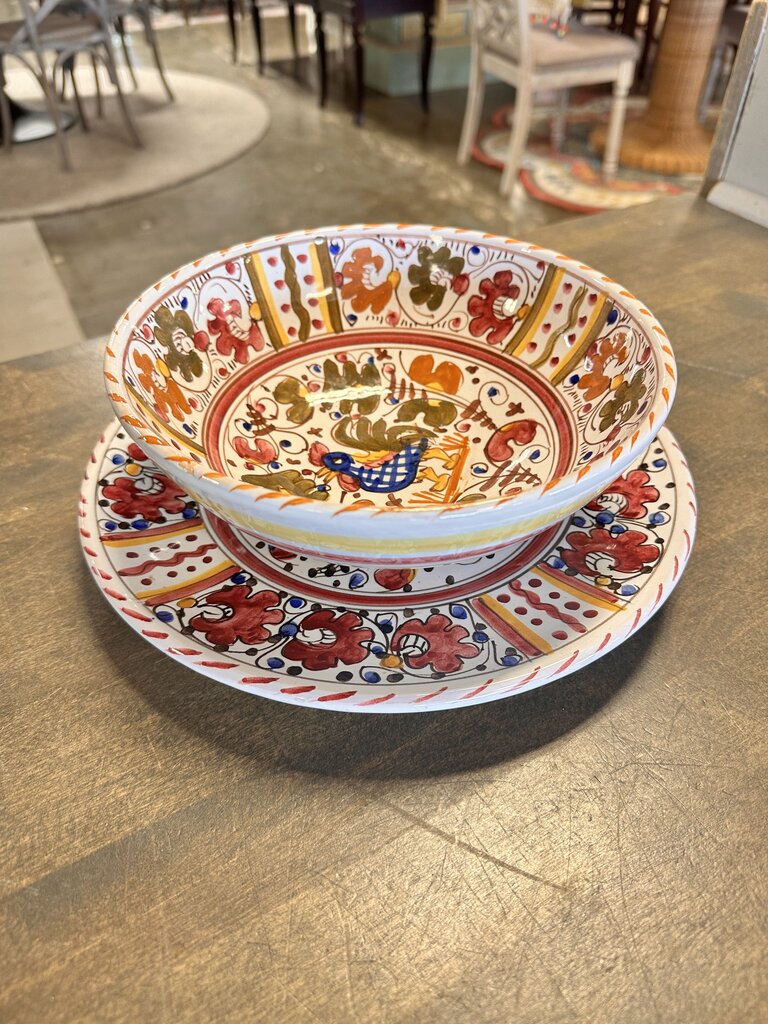 Hen Serving Bowl and Plate