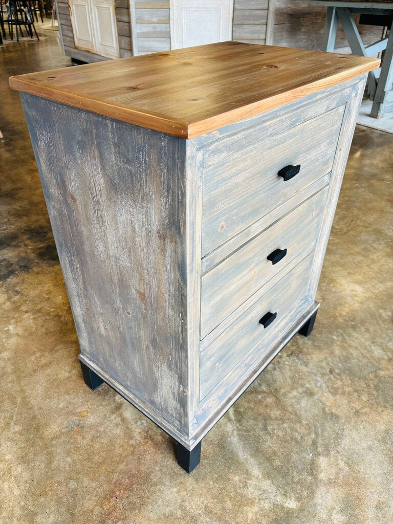 Weathered 3 Drawer Nightstand 24.5 X 15.75 X 32