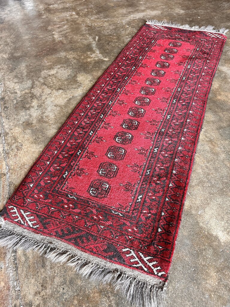 Vintage Red Afghan Runner 21L x 61W