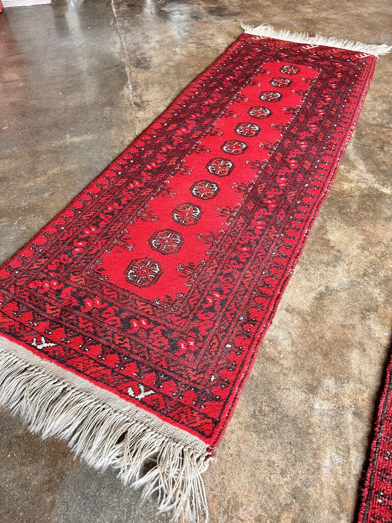 Vintage Red Afghan Runner 21L x 65W