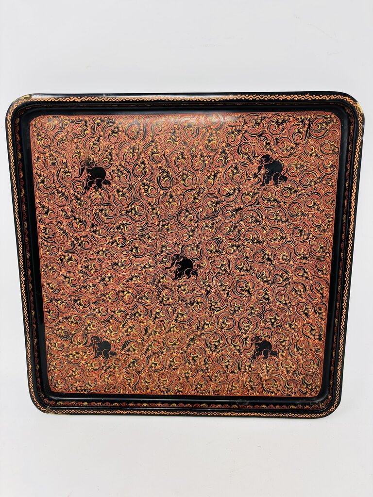 Vintage Lacquered Square Serving Tray