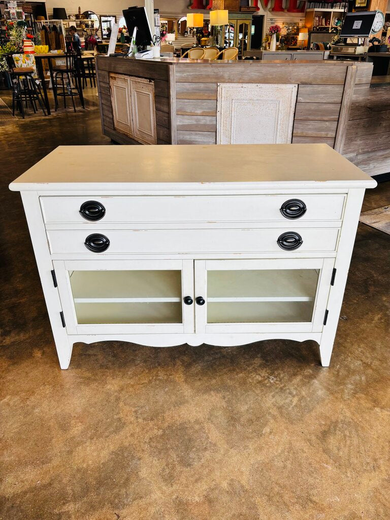 Distressed Wood Glass Door Cabinet 43 X 19.75 X 29.75