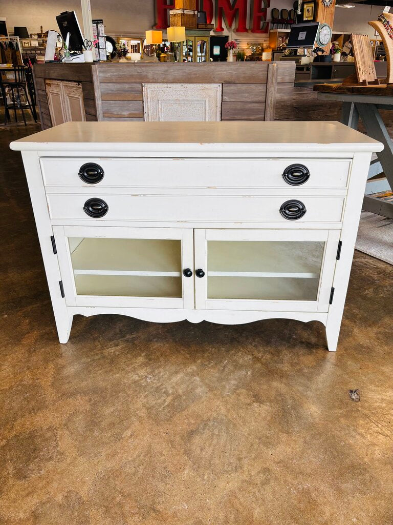 Distressed Wood Glass Door Cabinet 43 X 19.75 X 29.75