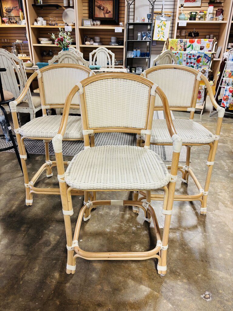 Set 3 Counter Height Rattan & Woven Barstools