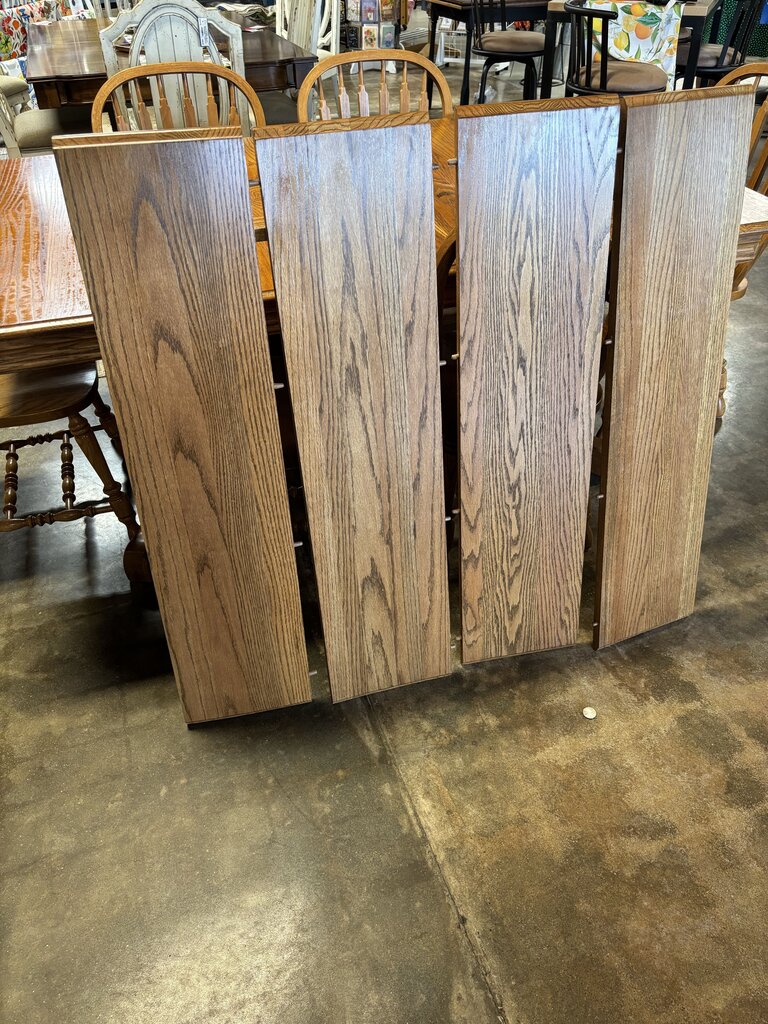 Pedestal Dining Table, 4 Leaves, 6 Chairs