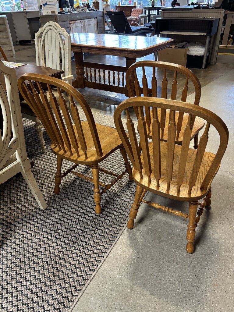 Pedestal Dining Table, 4 Leaves, 6 Chairs