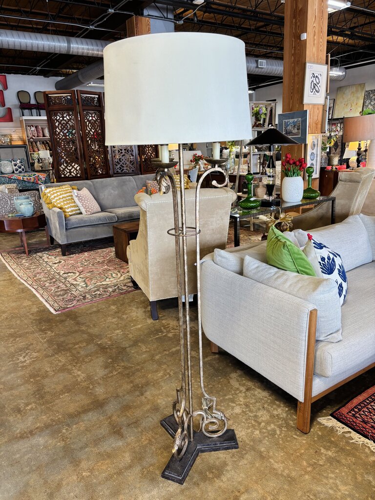 Candelabra Style Metal Scroll Base Floor Lamp