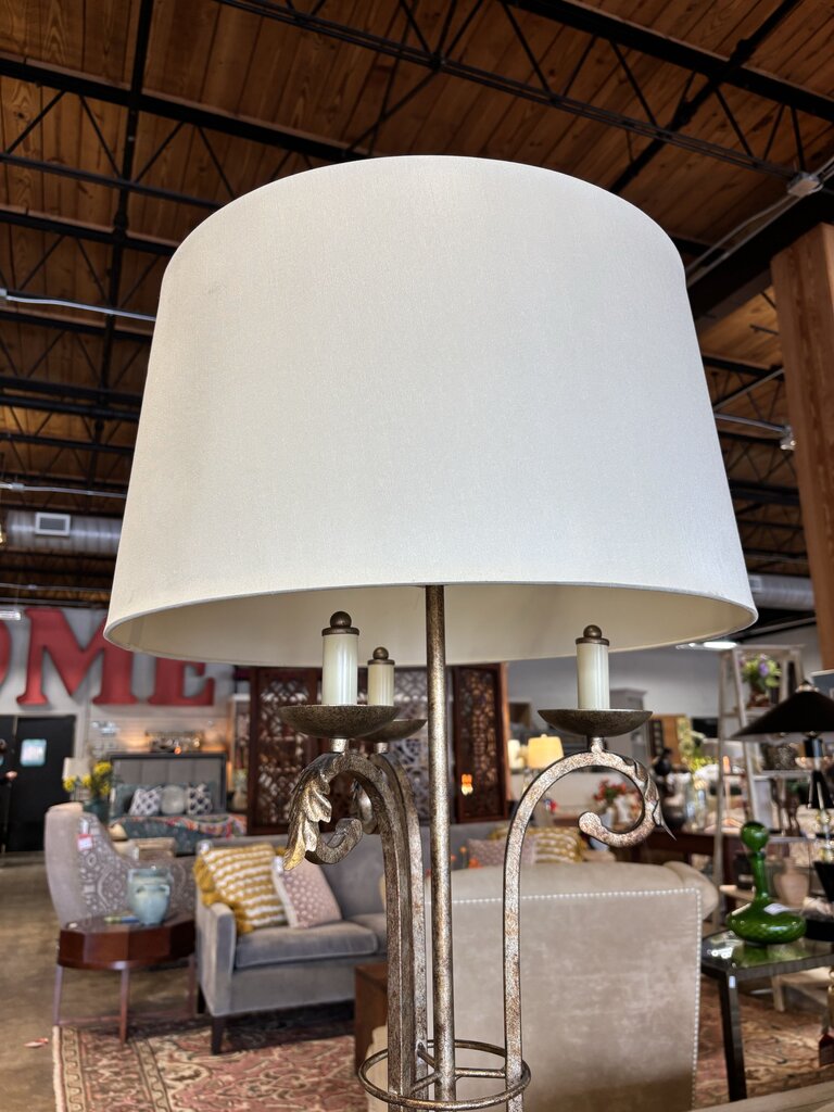 Candelabra Style Metal Scroll Base Floor Lamp
