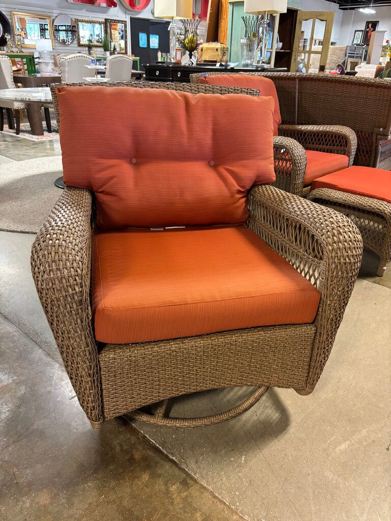 All Weather Wicker Swivel Rocker w/Cushions