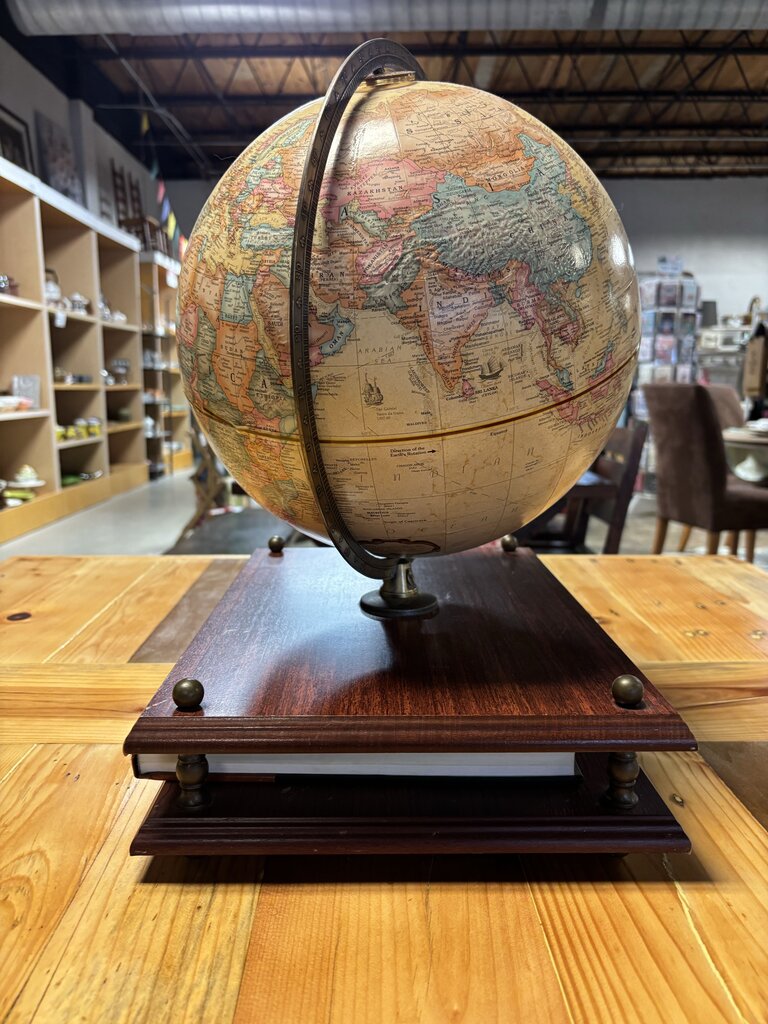 Vintage Replogle Globe on Stand with World Atlas
