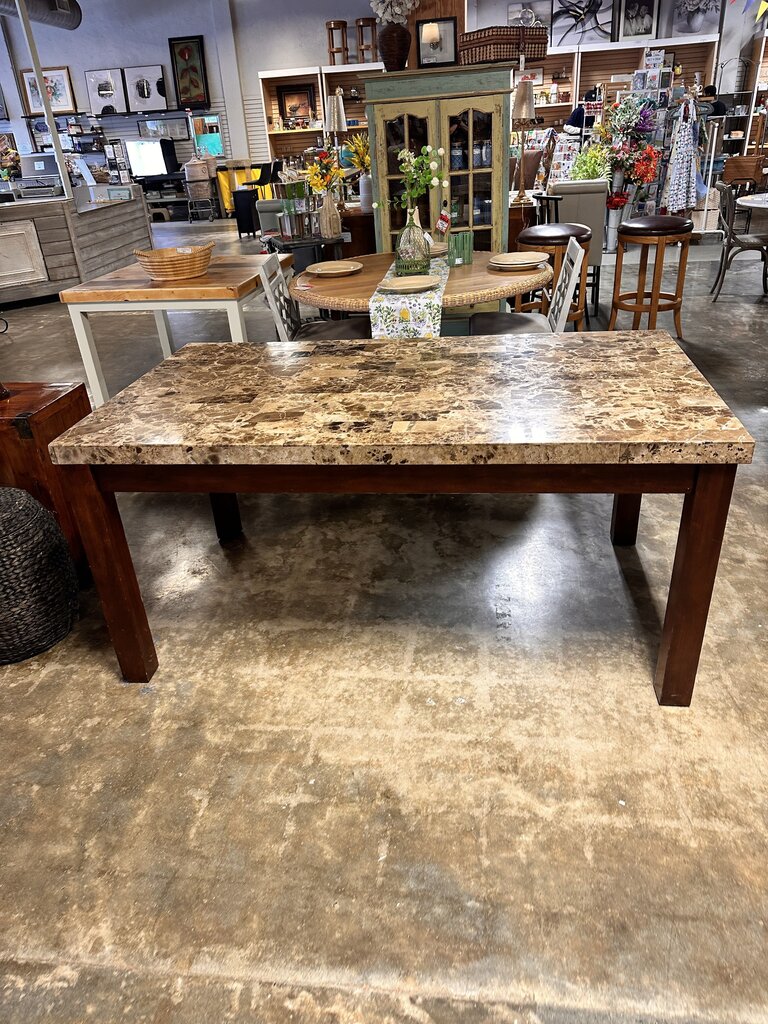 Marble Top Wood Dining Table
