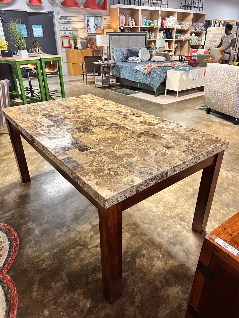 Marble Top Wood Dining Table