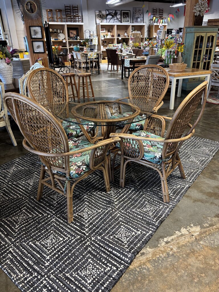 Vintage Bamboo Patio Table and 4 Chairs
