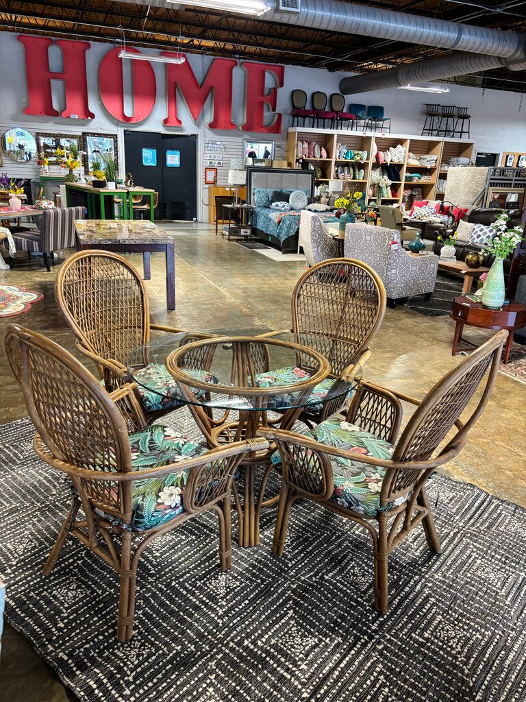 Vintage Bamboo Patio Table and 4 Chairs