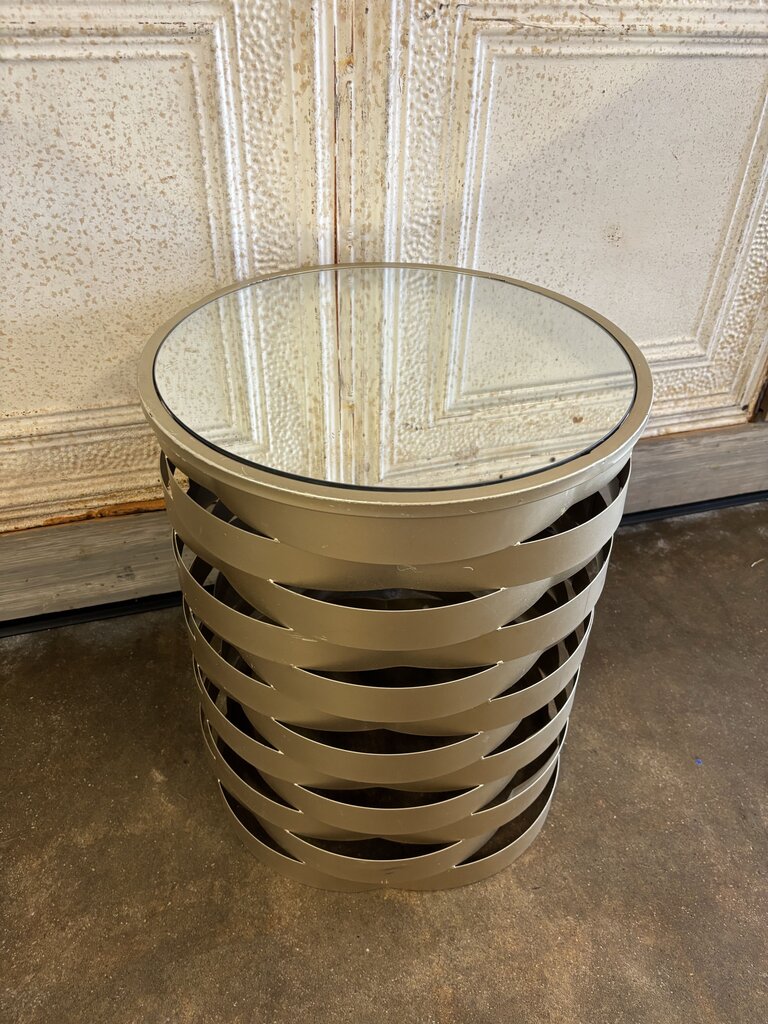 Round Metal Strips Accent Table 16.5"R 19.75"H