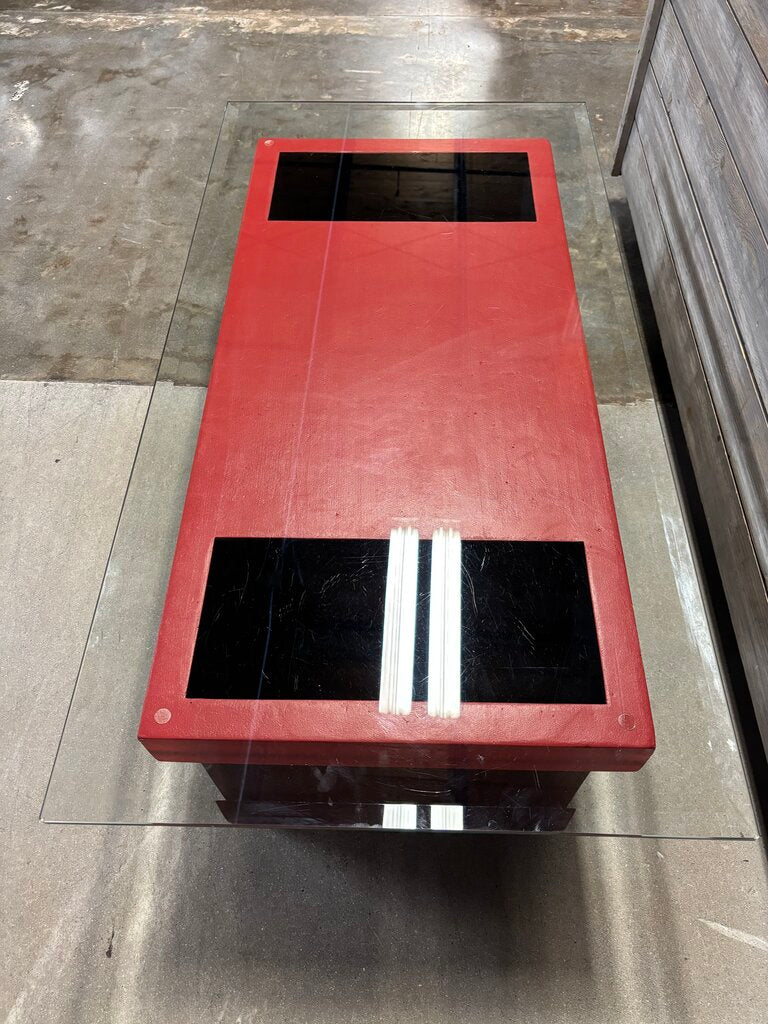Glass Top Wood Storage Coffee Table 50 X 26 X 16